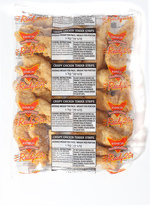 Rainbow Crispy Chicken Tenders 5kg, supplied by Caterlink SA.