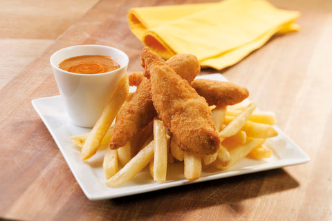 Rainbow Crispy Chicken Tenders 5kg, supplied by Caterlink SA.