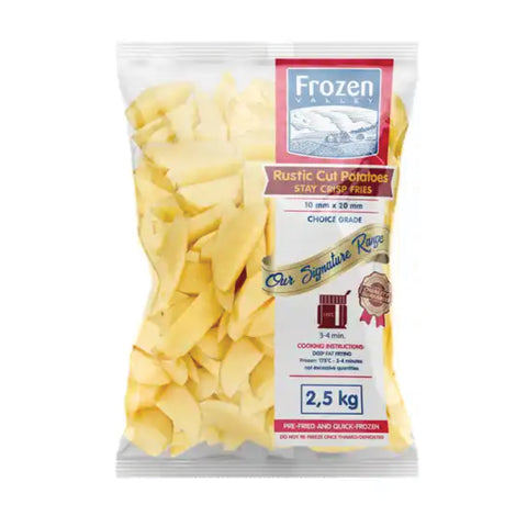 Frozen Valley (Import) Frozen Rustic Cut Chips 10kg, supplied by Caterlink SA.