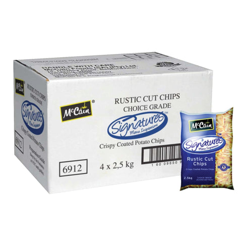 Mc Cain Signature Frozen Rustic Cut Chips 6 x 2.5kg, supplied by Caterlink SA.