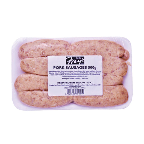 Frey's Pork Sausages 9 x 500g, supplied by Caterlink SA.
