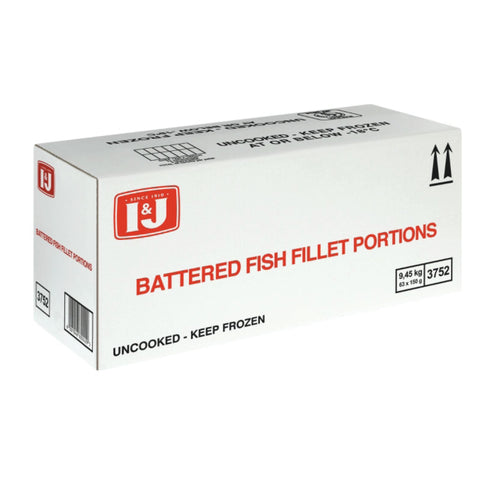 I&J Battered Hake 60 x 150g, supplied by Caterlink SA.