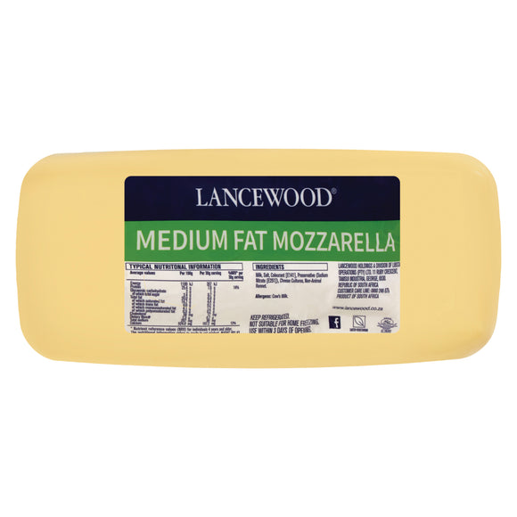 Lancewood Mozzarella Cheese Loaves supplied by Caterlink SA