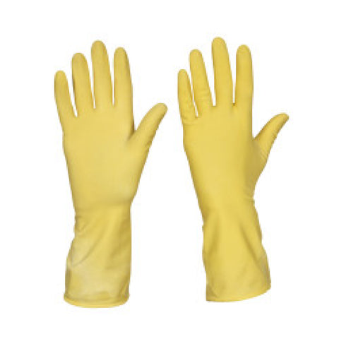Yellow Medium Rubber Gloves P.Pai, supplied by Caterlink SA.