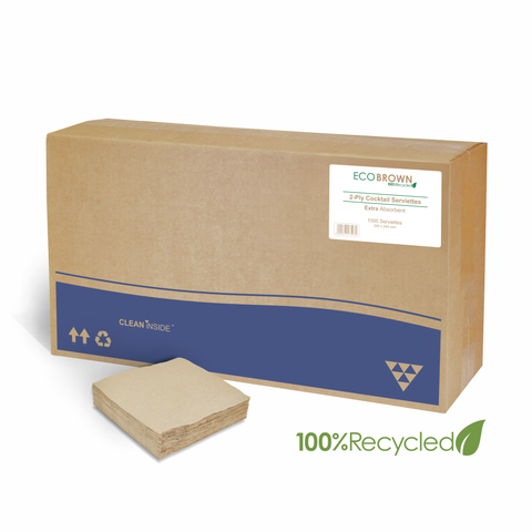 Cocktail Paper Serviettes Eco Brown